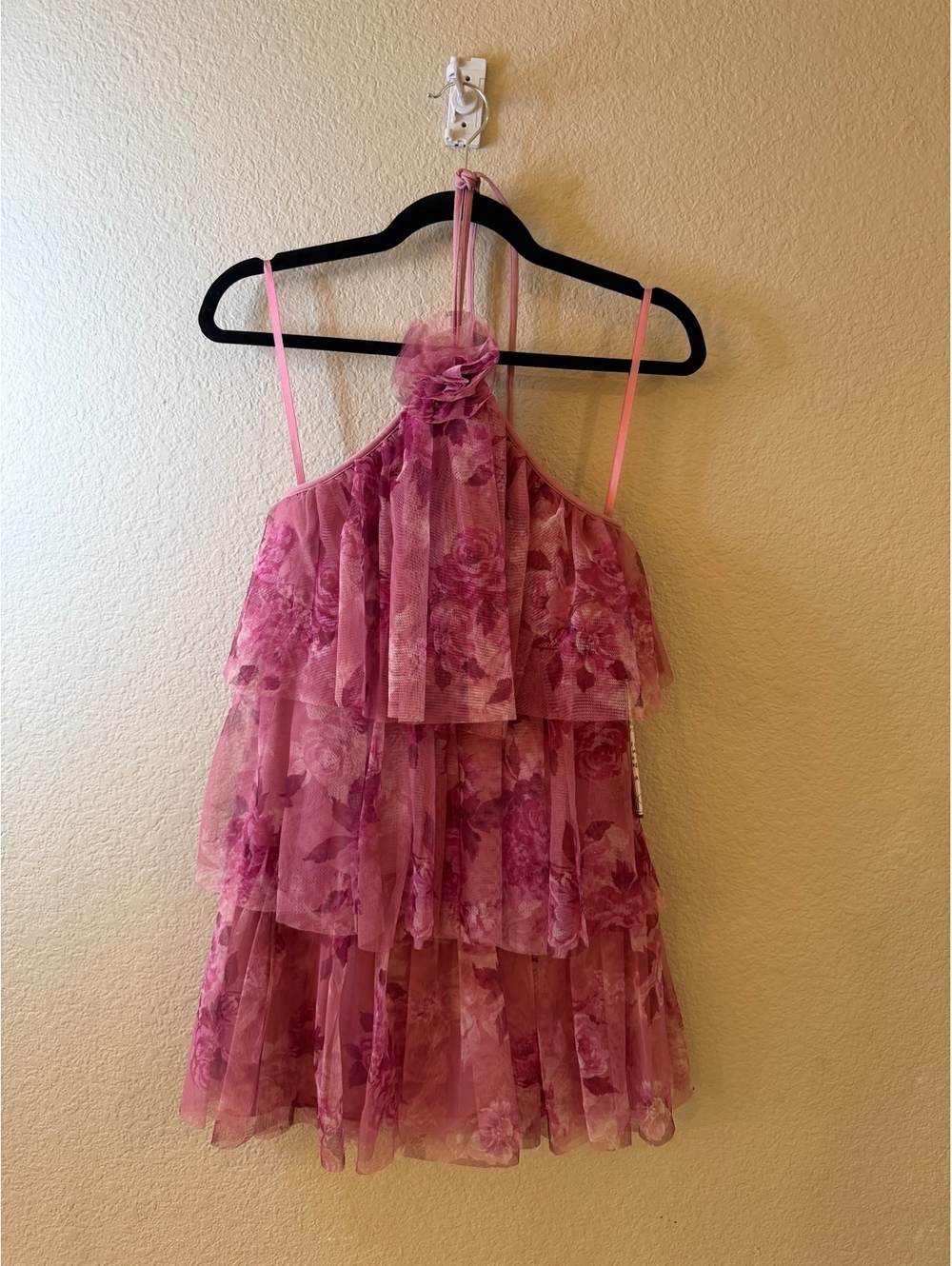 Juniors Size 1/2 Alex & Sophie Punk Floral Halter Homecoming Dress